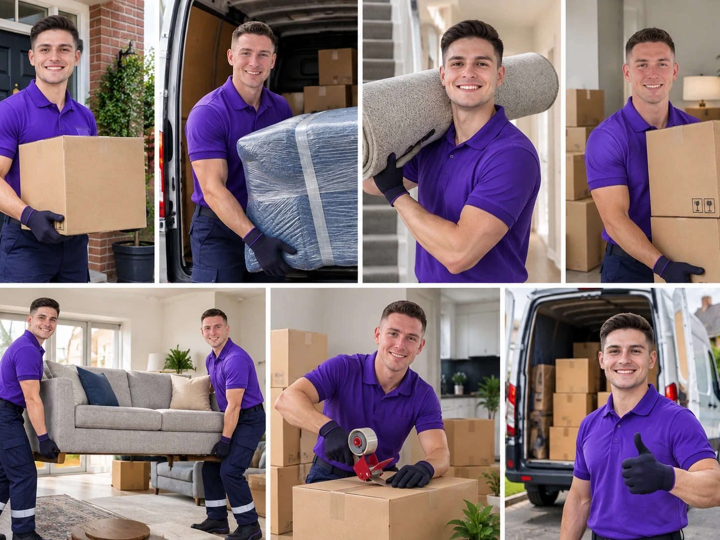 AFS Removals team in action packing, moving furniture and loading the van