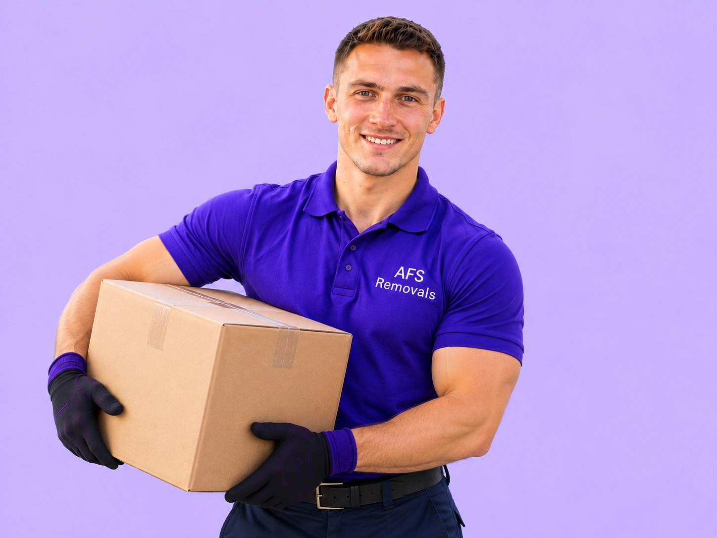 AFS Removals mover holding a box